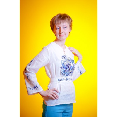 Embroidered blouse "Petrykivka blue" 
